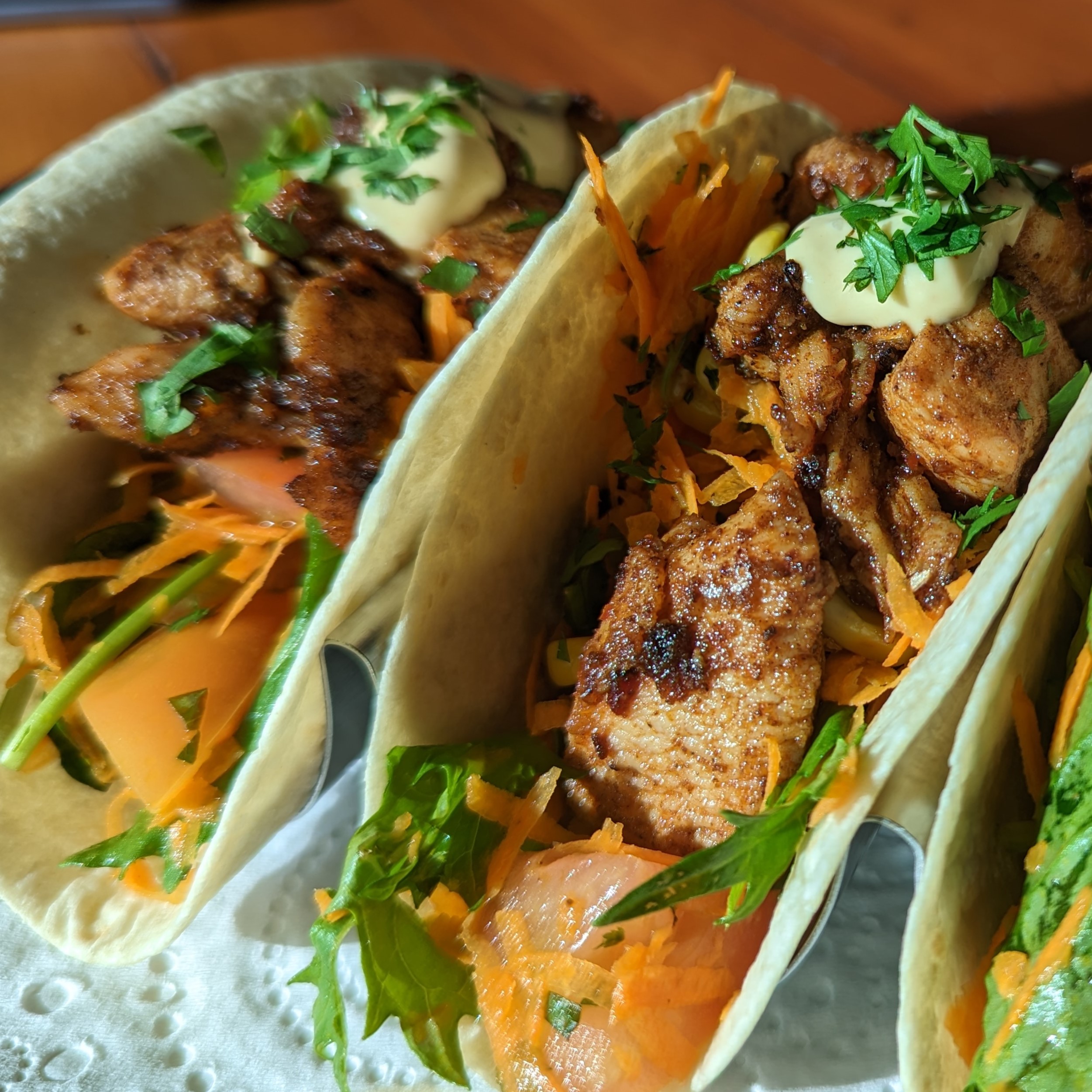 Chicken tacos on a plate